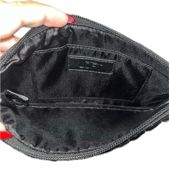 HP🎉Ann Taylor LOFT Black Satin Beaded Clutch Wristlet - Picture 2 of 5